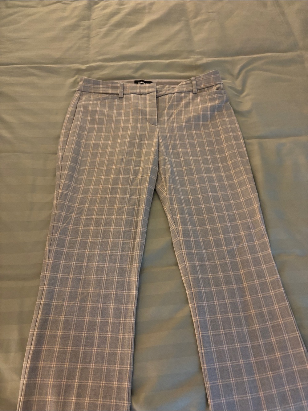 Express Light Gray Plaid Boot Cut Pants
